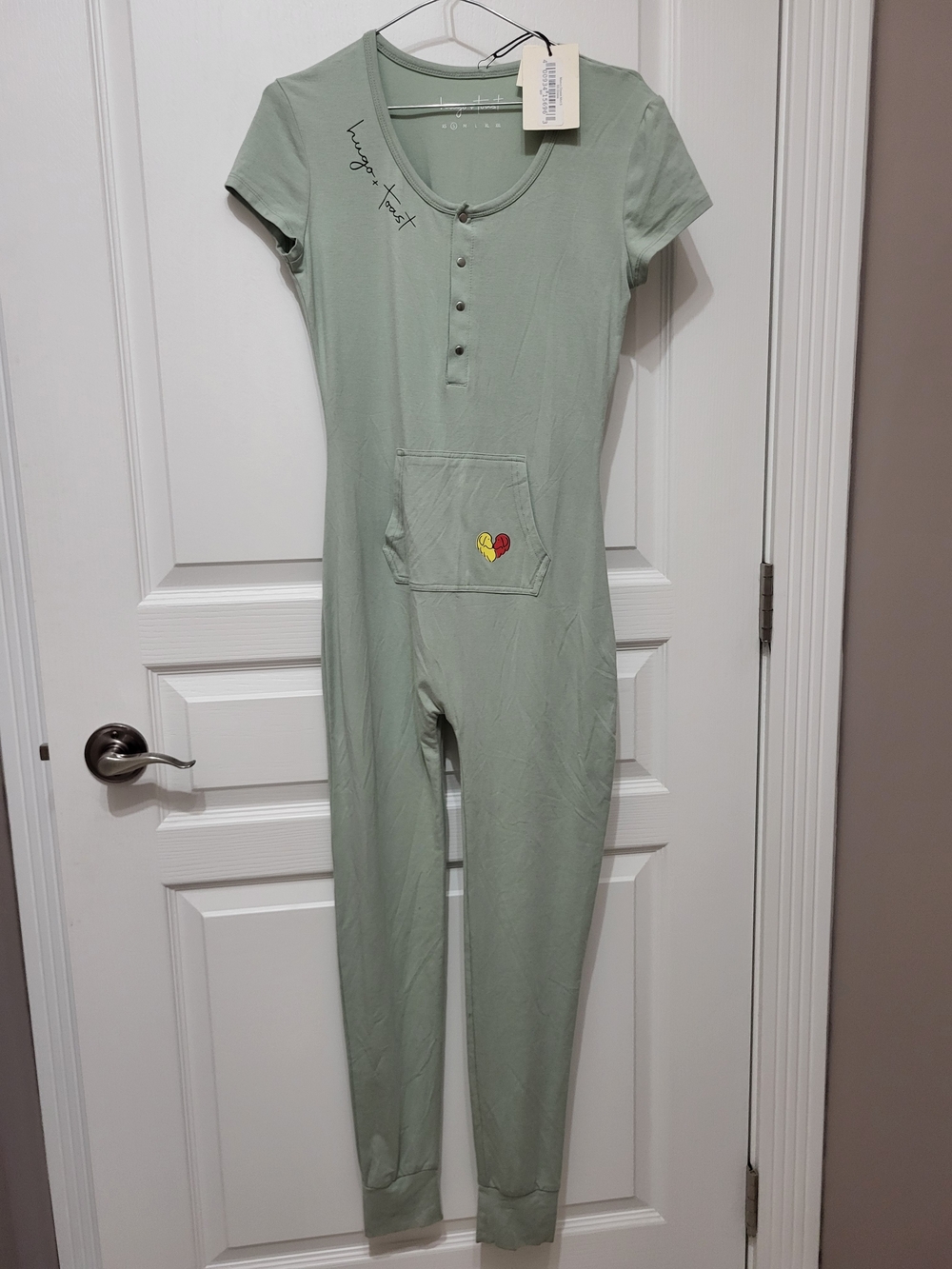 Hugo + TOAST Sage GREEN Pajama ONESIE with Pocket Heart